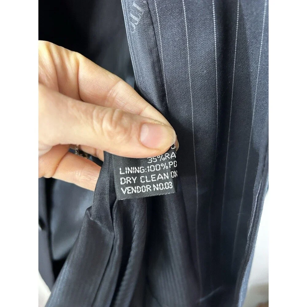 Vittorio St. Angelo Black White Pinstripe Blazer 42L Long 4-Button Notch Lapel